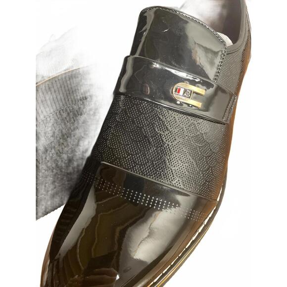 Oxford Dress Shoes Men's 12 Black Slip On Stretch New - Picture 2 of 6